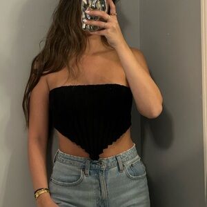 Strapless Knit Black Top Size Small